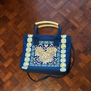 Disney Blue Tote with Yellow Floral Accents